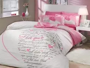Комплект постельного белья Hobby home collection Евро, поплин, Angela, розовый (1501000046)