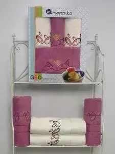 Набор из 4 полотенец Merzuka Geo (50х90-2/70х140-2) (8426 розовый)