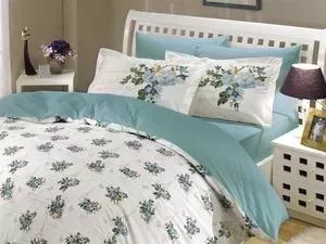Комплект постельного белья Hobby home collection 2-х сп, поплин, Paris Spring, бирюзовый (1501000682)