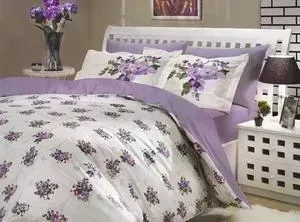 Комплект постельного белья Hobby home collection Евро, поплин, Paris Spring, лиловый (1501000142)