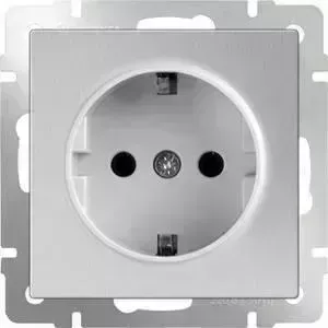 Розетка с заземлением Werkel серебряный WL06-SKG-01-IP20