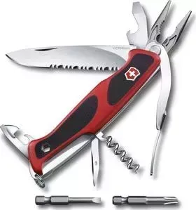 Нож Victorinox перочинный RangerGrip 174 Handyman 0.9728.WC (130мм, 17 функций, красно-чёрный)