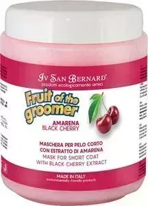 Маска Iv San Bernard Fruit of the Grommer Black Cherry Mask for Short Coat восстанавливающая с протеинами шелка для короткой шерсти животных 1 л