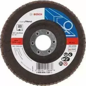 Круг лепестковый торцевой BOSCH 125х22.2мм K80 Expert for Metal (2.608.606.718)