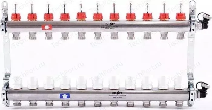 Коллекторная группа Uni-Fitt 1"х3/4" 11 выходов с расходомерами и термостатическими вентилями (450I4311)