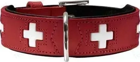 Ошейник Hunter Collar Swiss 60 (47-54см) кожа красный/черный для собак