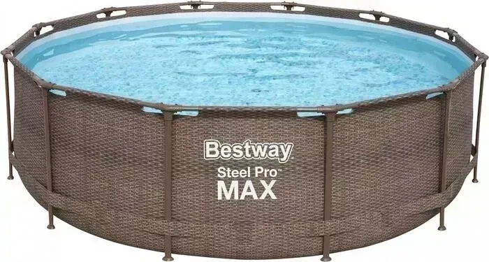 Бассейн каркасный BESTWAY 56709 BW Steel Pro Max 366х100см "Ротанг" 9150л, фил.-насос 2006л/ч, лестница