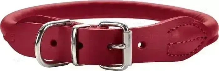 Ошейник Hunter Collar Round & Soft Elk Petit 37/6 nickel (30-33см) кожа лося красный чили для собак