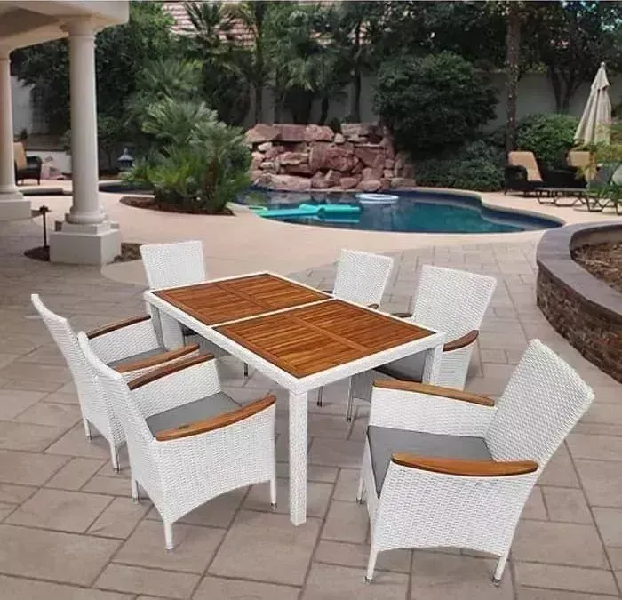 Комплект мебели Afina garden из искусственного ротанга AFM-460A 150x90 White (6+1)