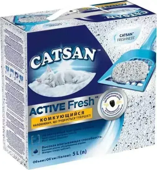 Наполнитель Catsan Active Fresh для кошачьего туалета комкующийся 5л