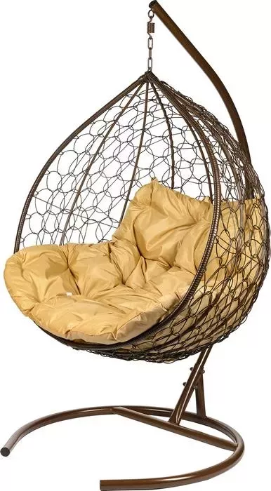 Двойное подвесное кресло BiGarden Gemini brown бежевая подушка