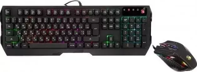 Комплект A4TECH и мышь Bloody Q1300 (Q135 Neon + Q50) клав-черный/красный мышь-черный/красный USB Multimedia LED
