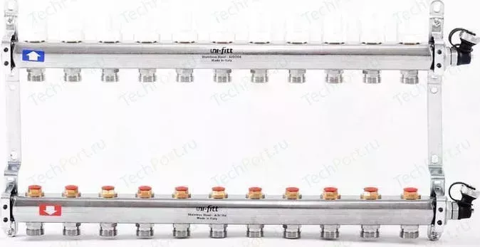 Коллекторная группа Uni-Fitt 1"х3/4" 11 выходов с регулировочными и термостатическими вентилями (451I4311)