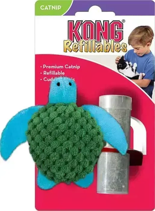 Игрушка KONG Cat Refillable Catnip Turtle "Черепашка" 9 см с тубом кошачьей мяты для кошек