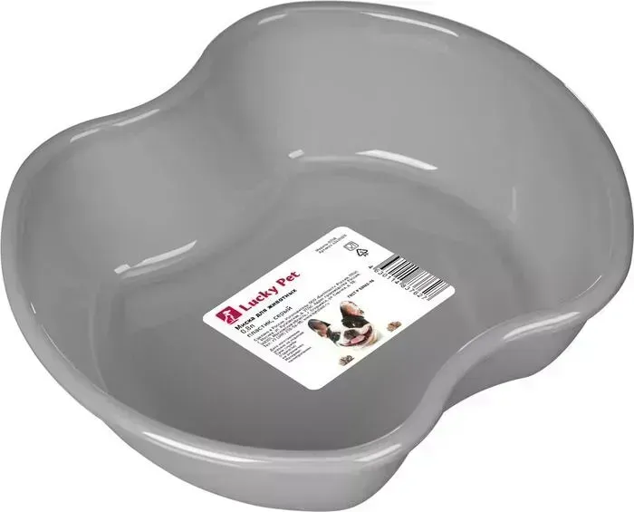 Миска БЫТПЛАСТ LUCKY PET для животных 0,8 л пластик (Серый)