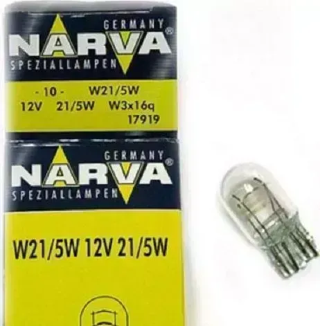 Лампа NARVA " " W21/5W (W3*16q) 12V (отгрузка кратно 10шт.), картонная коробка "" (W3*16Q)