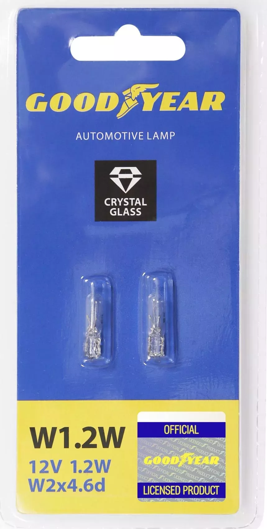 Лампа GOODYEAR накаливания автомобильная W1.2W 12V 1.2W W2x4.6d (блистер: к-т 2шт.) W2X4.6D