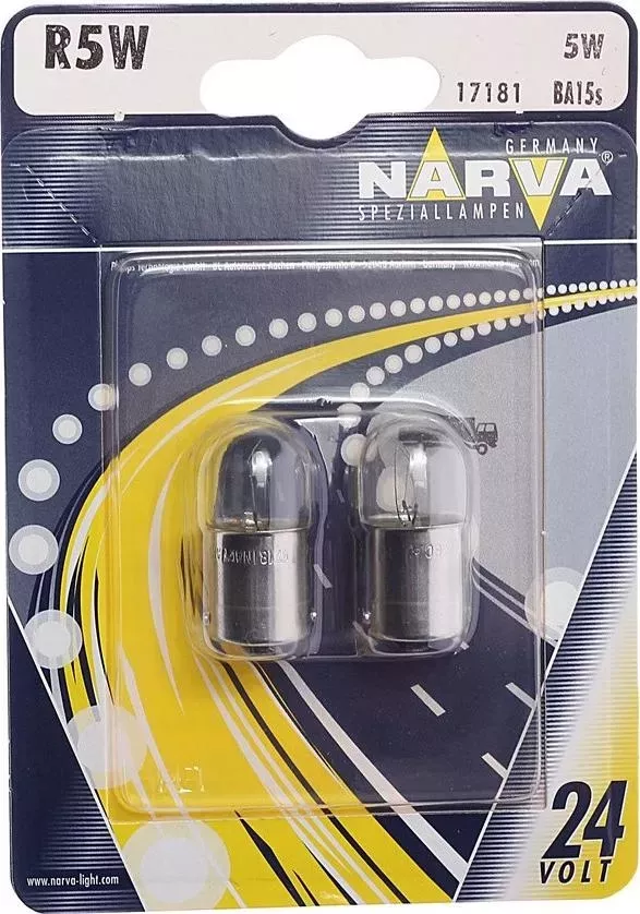 Лампа NARVA " " R5W 24V-5W (BA15s) (блистер 2шт.)* "" (BA15S)