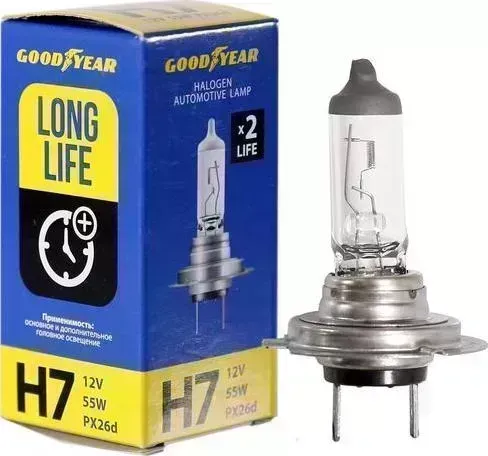 Лампа GOODYEAR автомобильная галогенная H7 12V 55W PX26d Long Life H7 PX26D LONG LIFE