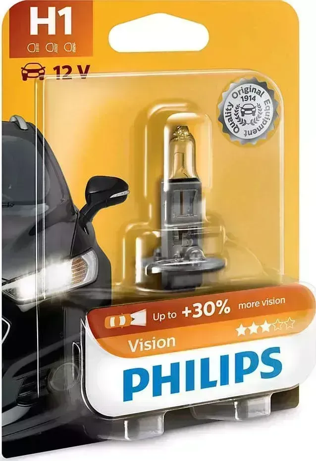 Лампа PHILIPS " " H1 12V- 55W (P14,5s) Vision (Premium) блистер (1шт.) "" H1 (P14,5S) VISION (PREMIUM)
