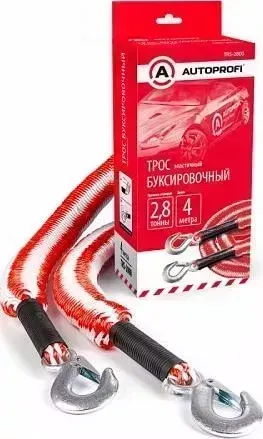Трос буксировочный AUTOPROFI канат, эластичный, 2,8т., 1,5-4м., 2 крюка, 2
