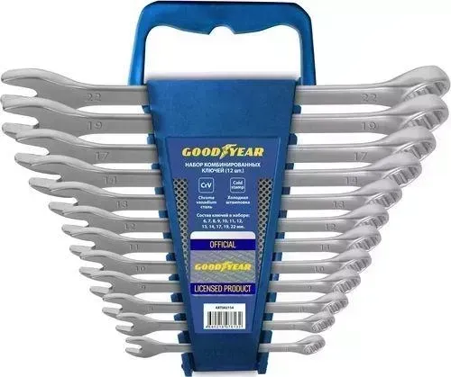 Набор ключей GOODYEAR комбинированных Goodyer 12шт в пласт.холдере (6,7,8,9,10,11,12,13,14,17,19,22мм)
