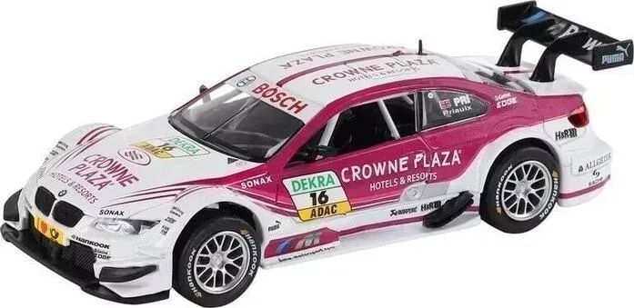 Машина Автопанорама BMW M3 DTM, бело-розовый, масштаб 1:32, свет, звук, инерция - JB1251304