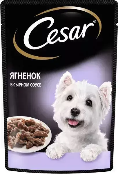 Пауч Cesar и с ягненком в сырном соусе для собак 85г