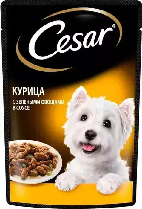 Пауч Cesar и с курицей и зелеными овощами в соусе для собак 85г