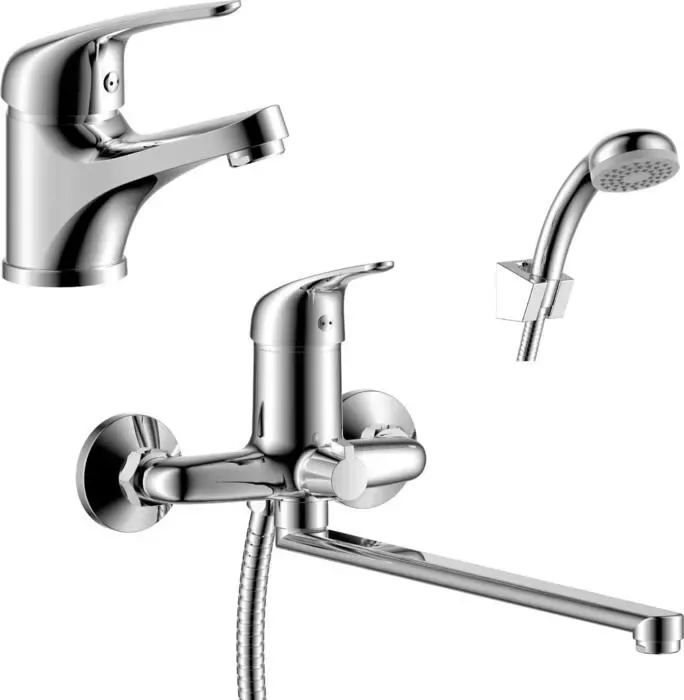 Комплект смесителей Rossinka Silvermix для раковины и ванны, с душем, хром (Y40-32, Y40-11)