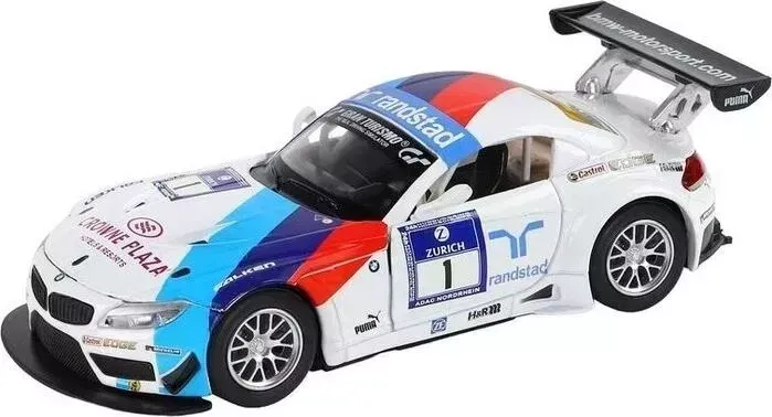 Машина Автопанорама BMW Z4 GT3, белый, масштаб 1:32, свет, звук, инерция - JB1251302