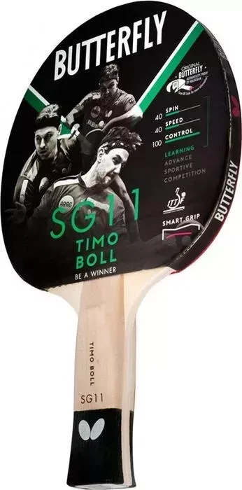 Ракетка для настольного тенниса Butterfly Timo Boll SG11, начинающих, накладка 1,5 мм ITTF, анатом./кон. ручка