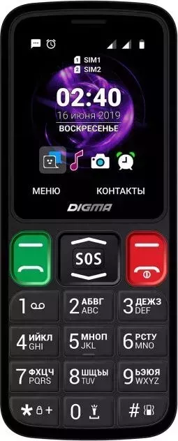 Мобильный телефон DIGMA Linx S240 черный (32Mb/2Sim/2.44"/TN 240x320/0.08Mpix)