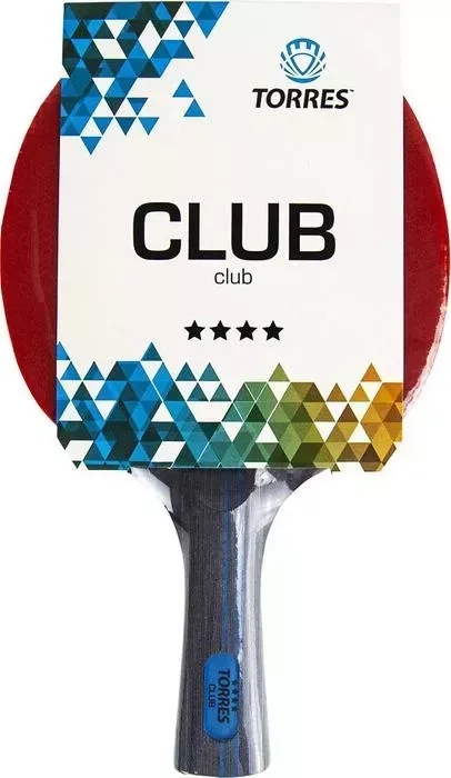 Ракетка для настольного тенниса TORRES Club 4*, арт. TT21008, тренировок, накладка 2,0 мм, конич. ручка
