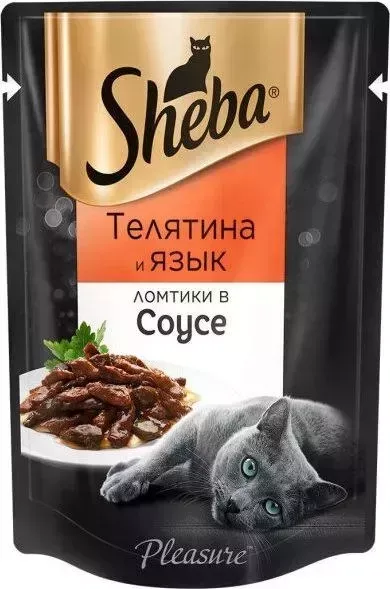 Пауч Sheba и Ломтики в соусе с телятиной и языком для кошек 85г