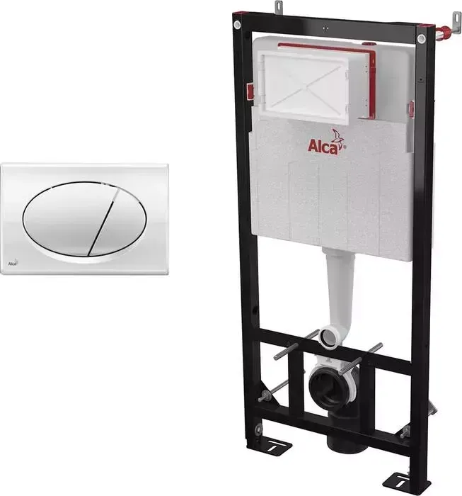 Инсталляция для унитаза AlcaPlast с клавишей, хром (AM101/1120W, M71)