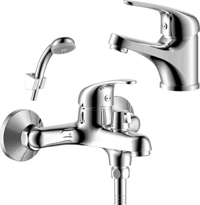 Комплект смесителей Rossinka Silvermix для раковины и ванны, с душем, хром (Y35-30, Y40-11)