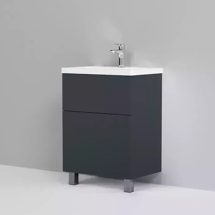 Тумба с раковиной Am.Pm с Gem 60 графит (M90FSX06022GM32, M90WCC0602WG)