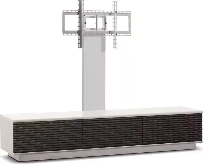 Тумба под телевизор Akur Lisewood Luna 3 PS корпус белый фасад черный основание белое ПС белое