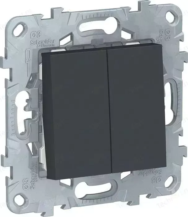 Выключатель двухклавишный Schneider Electric UNICA NEW (сх.5) антрацит NU521154