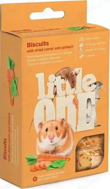 Лакомство Little One Bisquits with Dried Carrot and Spinach бисквиты с сушеной морковью и шпинатом для мелких грызунов 5шт*7г