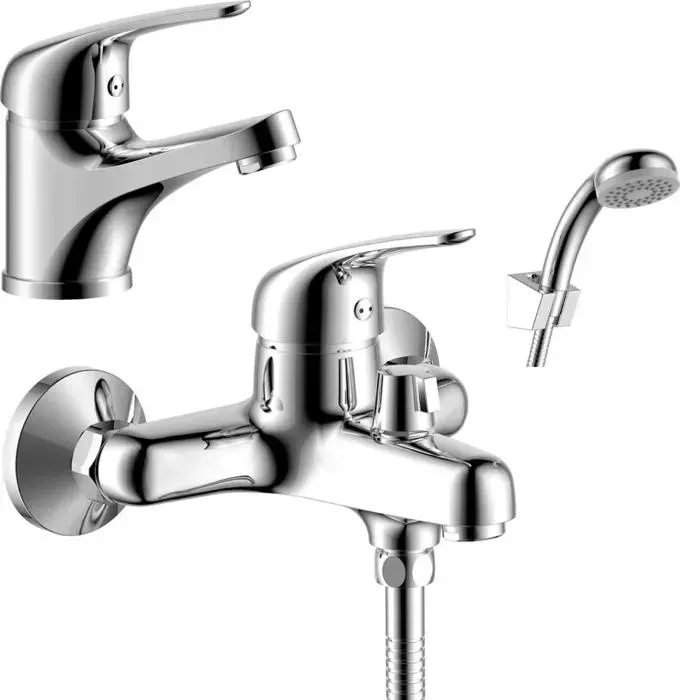 Комплект смесителей Rossinka Silvermix для раковины и ванны, с душем, хром (Y40-30, Y40-11)