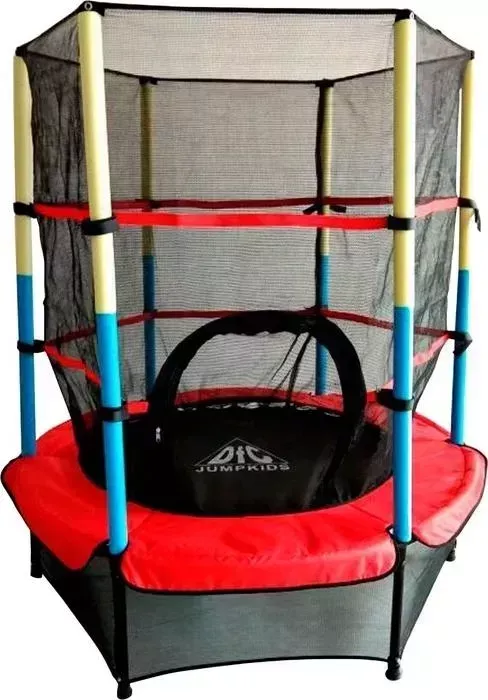 Батут DFC JUMP KIDS 55" красный/желт/синий, сетка (137см)