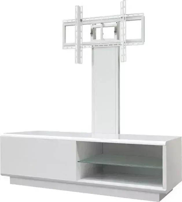 Тумба под телевизор Akur Lisewood Decollo mini PS корпус белый фасад белый стекло матовое основание белое ПС белый