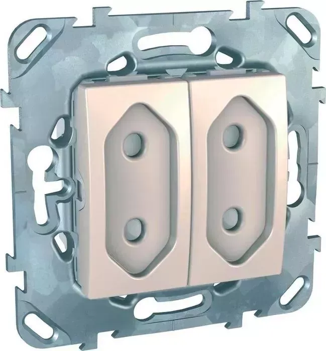Розетка Schneider Electric двухмодульная Unica б/з со шторками 10A 250V MGU5.3131.25ZD