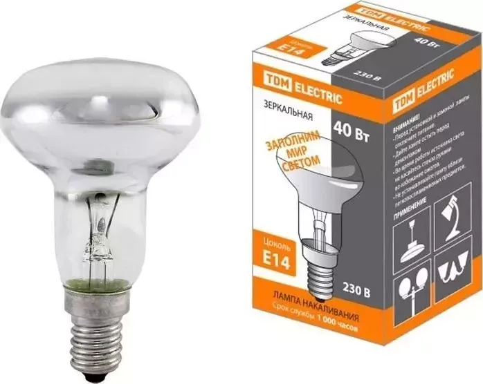 Лампа TDM ELECTRIC накаливания зеркальная R50-60 Вт-230 В-Е 14