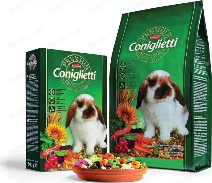 Корм Padovan PREMIUM Coniglietti комплексный основной для кроликов и молодняка 500г
