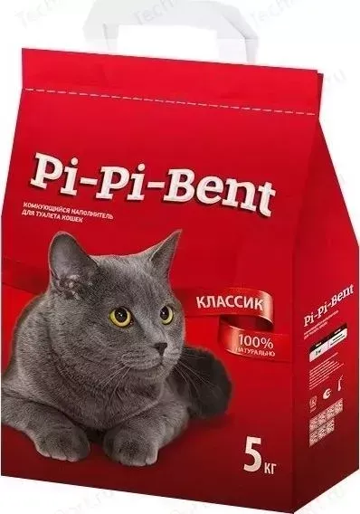 Наполнитель Pi-Pi-Bent Classic комкующийся для кошек 5кг (п/э пакет)