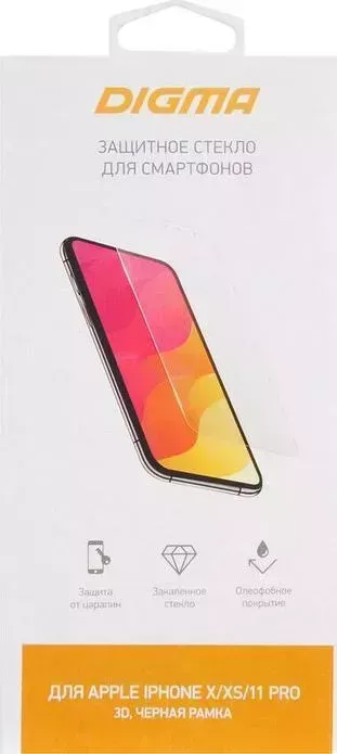 Защитное стекло для экрана DIGMA черный Apple iPhone X/XS/11 Pro 3D 1шт. (DGG3AP11PA)