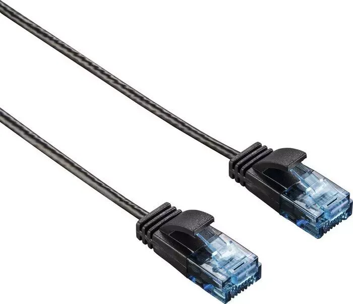 Кабель Патч-корд HAMA Slim-Flexible UTP 4 пары cat6 0.75м черный RJ-45 (m)-RJ-45 (m)